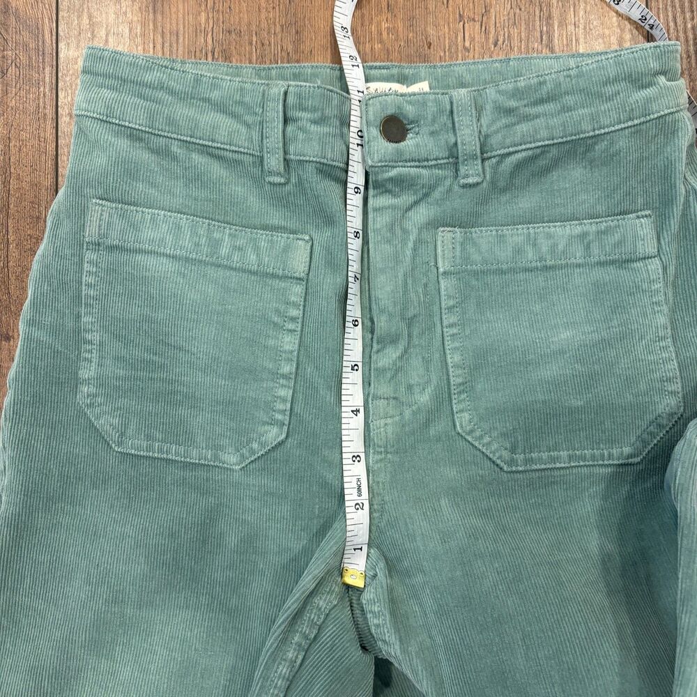 Faherty Stretch Terry Cord Patch Pocket Pant Women 27 Sea Moss Green Wide Leg - Picture 8 of 10